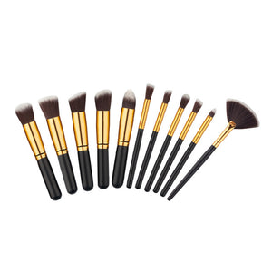 10 PCS Silver/Golden Makeup Brushes Set