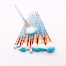Load image into Gallery viewer, 10pcs Blue Unicorn Makeup Brushes Set