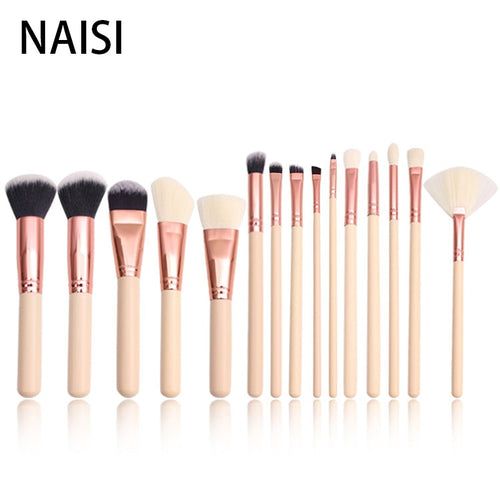 NAISI 15pcs Rose Gold Professional Makeup Brushes Set